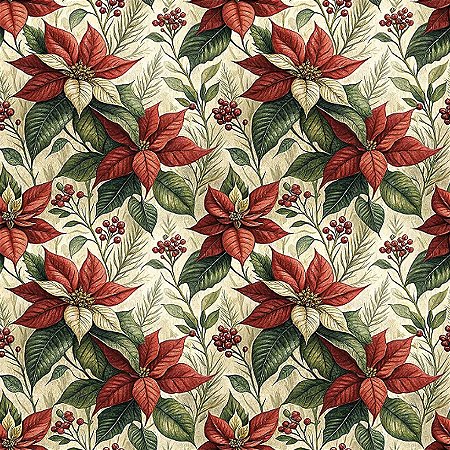 Tricoline Digital Natal NT Flores, 100% Alg. 50cm x 1,50mt