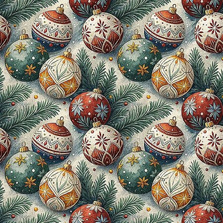 Tricoline Digital Natal NT Bolas, 100% Alg. 50cm x 1,50mt