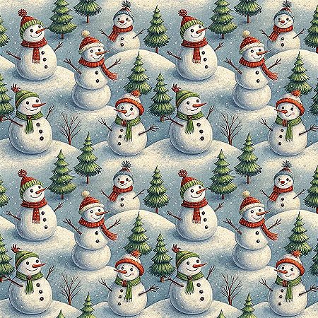 Tricoline Digital Natal NT Boneco de Neve, 50cm x 1,50mt