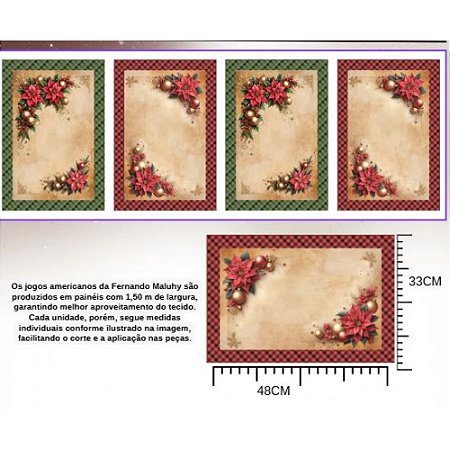 Tricoline Natal Jogo Americano Bico Papagaio, 55cm x 1,50mt