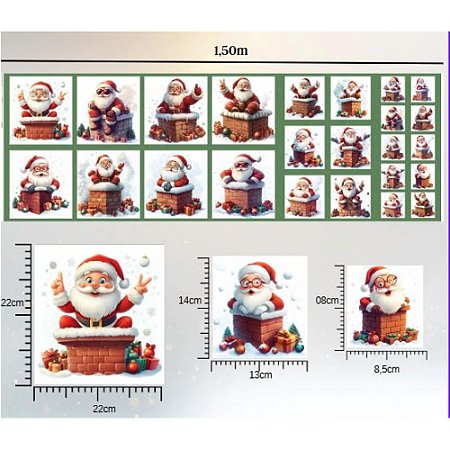 Tricoline Digital Painel Papai Noel na Chaminé 50cm x 1,50m