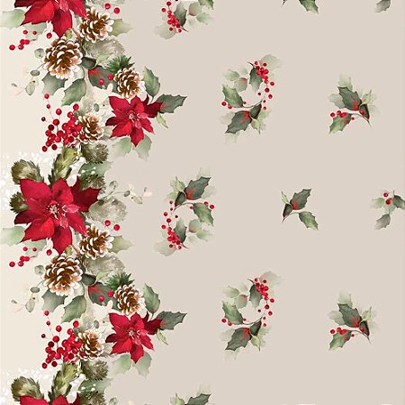 Sarja Hidrorrepelente Barrados de Natal Bege, 50cm x 1,50mt