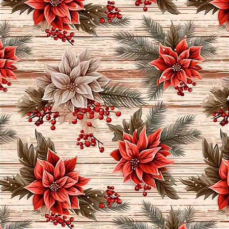 Sarja Hibisco Fundo Madeira, 100% Algodão, 50cm x 1,50mt