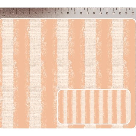 Tricoline Digital Listrado Salmão, 100% Alg. 50cm x 1,50mt