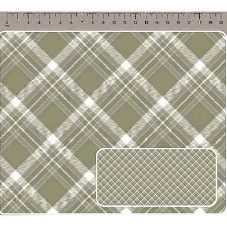 Tricoline Digital Xadrez Verde, 100% Algodão, 50cm x 1,50mt