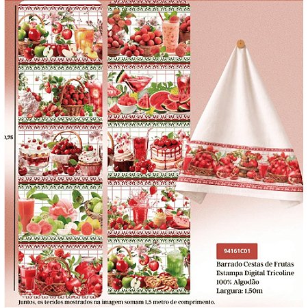 Tricoline Digital Barrado Cestas de Frutas, 50cm x 1,50mt