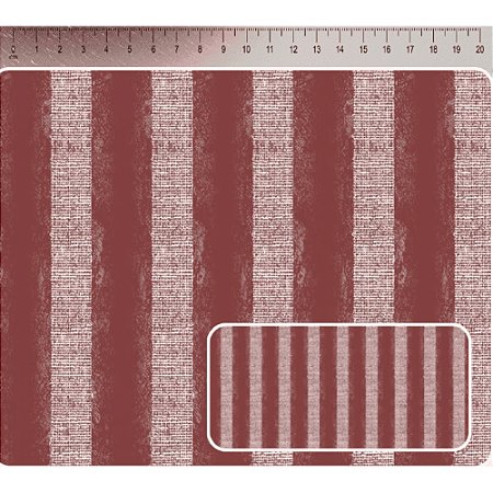 Tricoline Digital Listrado Coral, 100% Algodão 50cm x 1,50mt