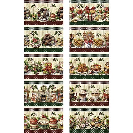 Tricoline Digital Barrado Cookies Natalinos, 50cm x 1,50mt