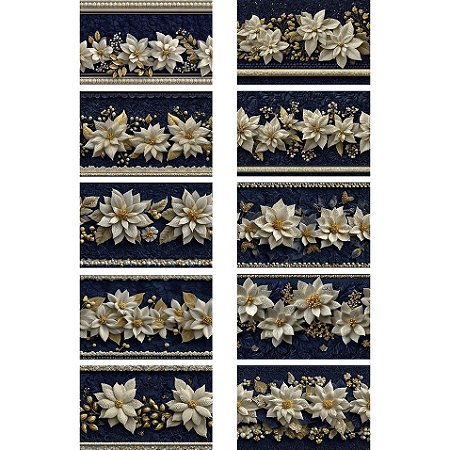 Tricoline Digital Barrado Natal Quilt Marinho, 50cm x 1,50mt