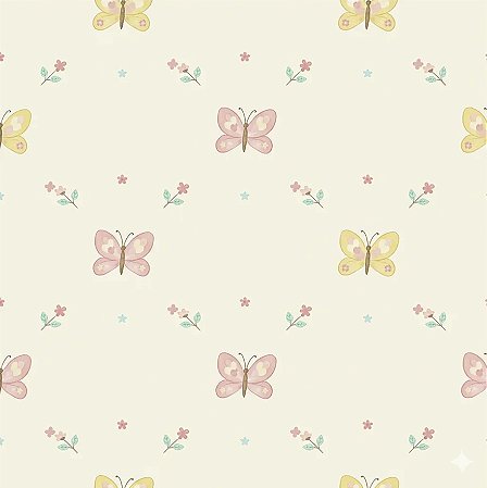 Tricoline Digital Borboletas, 100% Algodão, 50cm x 1,50mt