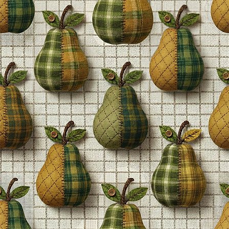 Tricoline Digital Frutas Patchwork Peras, 50cm x 1,50mt