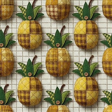 Tricoline Digital Frutas Patchwork Abacaxis, 50cm x 1,50mt
