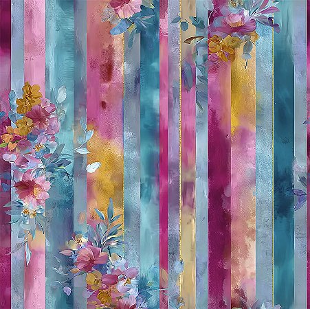 Tricoline Digital Jóias da Natureza Listrado, 50cm x 1,50mt