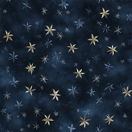 Tricoline Digital Midnight Estrelinhas 100%Alg 50cm x 1,50mt
