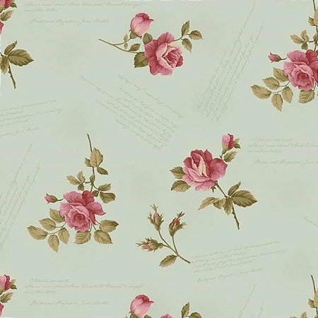 Tricoline Digital Rosas com Escritas, 100%Alg, 50cm x 1,50mt
