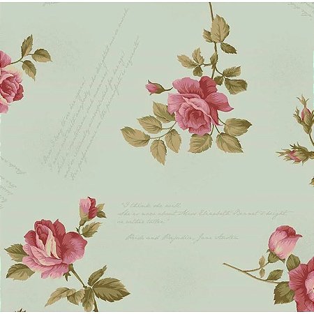 Sarja Hidrorrepelente Rosas com Escritas, 50cm x 1,50mt