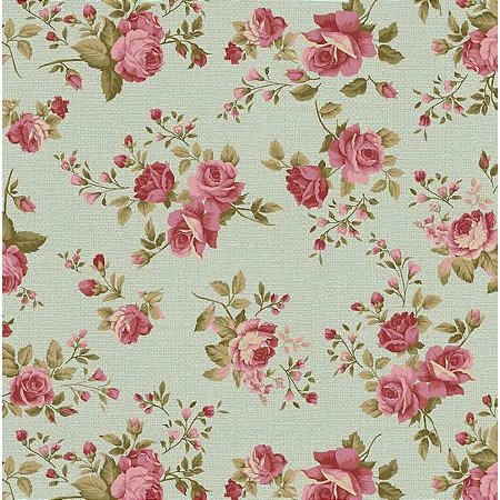 Tricoline Digital Rosas Média, 100% Algodão, 50cm x 1,50mt