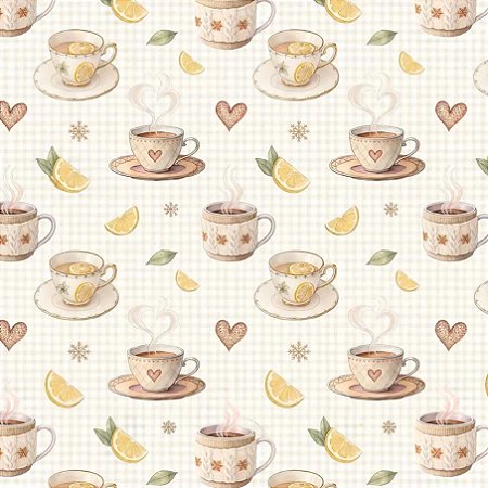 Tricoline Digital Xícaras de Café 100%Alg., 50cm x 1,50mt