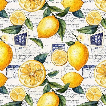 Tricoline Digital Limão com Escritas 100%Alg, 50cm x 1,50mt
