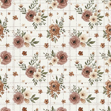 Tricoline Digital Cookies Florzinhas, 100%Alg. 50cm x 1,50mt