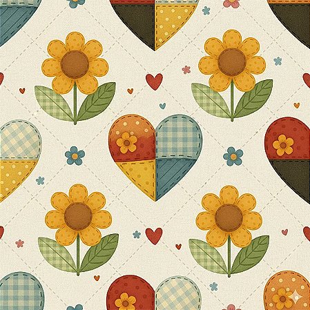 Tricoline Digital Patch Garden Hearts, 100%Alg 50cm x 1,50mt