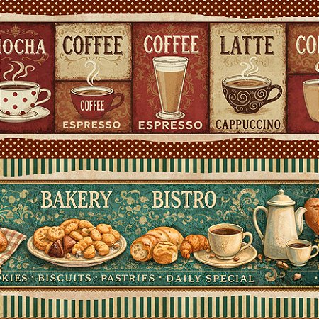 Tricoline Café Bistro Doce Criação 100%Alg, 50cm x 1,50mt