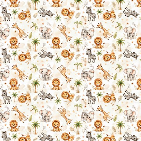 Tricoline Safari Doce Criação, 100% Algodão, 50cm x 1,50mt