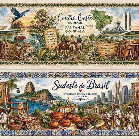 Tricoline Digital Barrado Tradição Brasil, 50cm x 1,50mt