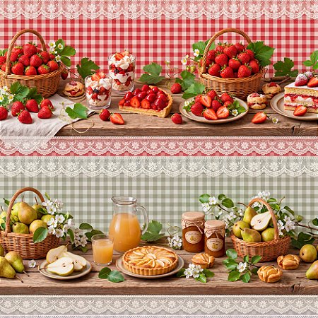 Tricoline Digital Barrado Gourmet Garden Picnic 50cm x 1,50m