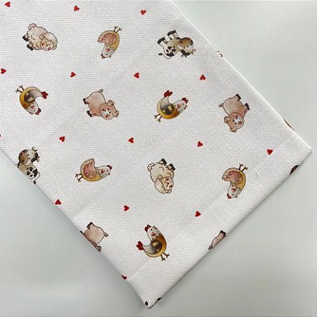 Pano de Copa Premium Estampado Vida no Campo, 50cm X 70cm