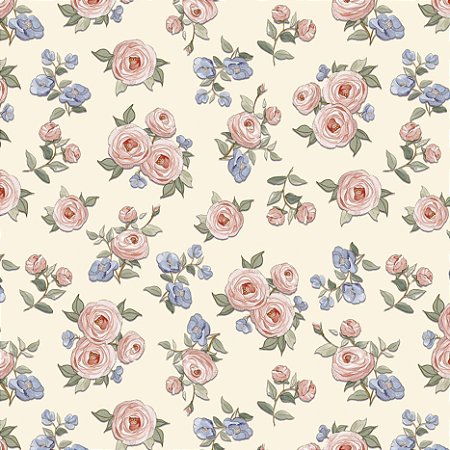 Tricoline Digital Floral Grande Shabby Chic, 50cm x 1,50mt