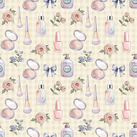 Tricoline Digital Flores e Maquiagens, 100%Alg 50cm x 1,50mt