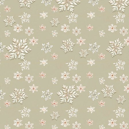Tricoline Digital Flocos de Neve Natal Vintage 50cm x 1,50mt