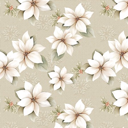 Tricoline Digital Floral Natal Vintage 100%Alg 50cm x 1,50mt