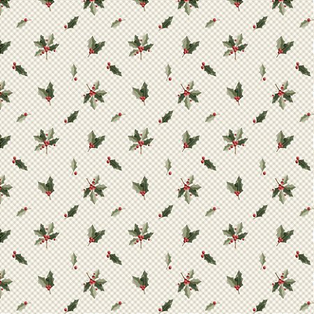 Tricoline Digital Mini Azevinhas, 100% Algodão 50cm x 1,50mt