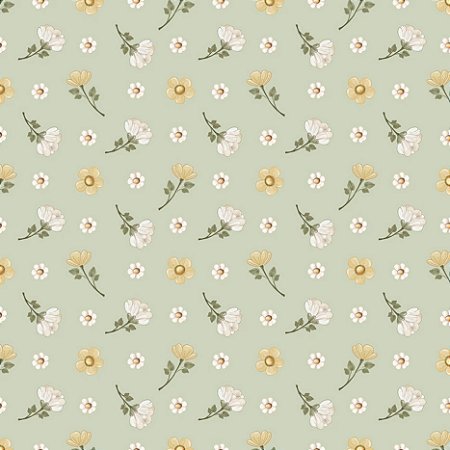 Tricoline Digital Mini Margaridas, 100%Algodão 50cm x 1,50mt