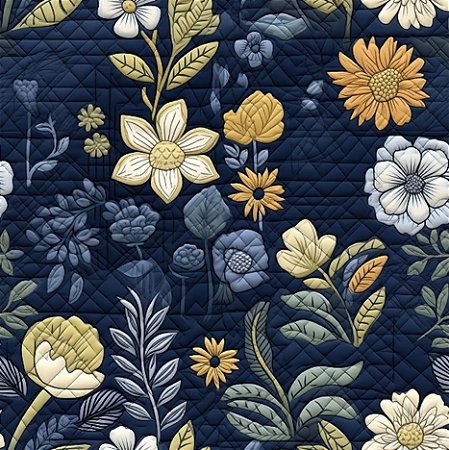 Tricoline Digital Nave Quilt Margarida, 50cm x 1,50mt