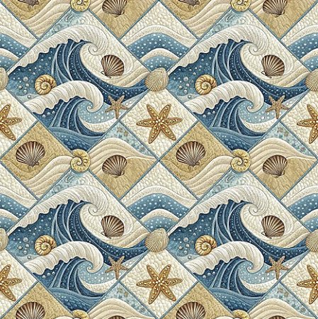 Tricoline Digital Patch Oceano Ondas do Mar, 50cm x 1,50mt