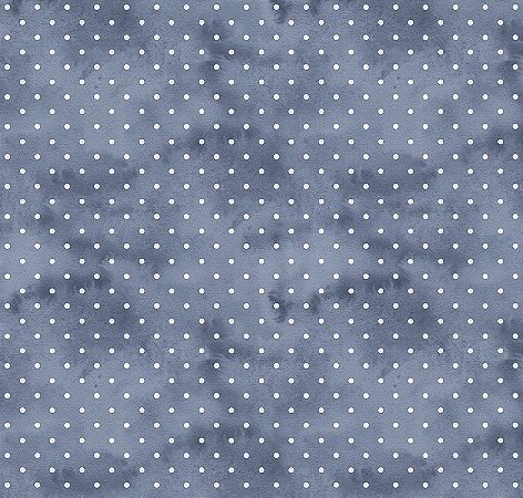 Tricoline Digital Poá Azul Jeans, 100%Algodão 50cm x 1,50mt