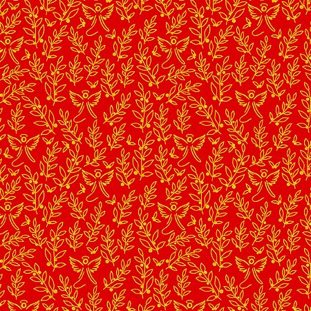Tricoline Natal Ramos Vermelho com Dourado 50cm x 1,50mt