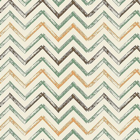 Tricoline Chevron Dinos Terra, 100% Algodão, Unid. 50cm x 1,50mt