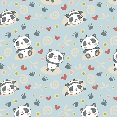 Tricoline Pandas, 100% Algodão, Unid. 50cm x 1,50mt