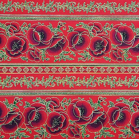 Tricoline Natal - Faixas de Rosas Vermelha, 100% Algodão, Unid. 50cm x 1,50mt