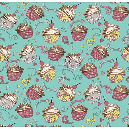 Tricoline Cupcake Cor - 04 (Tiffany), 100% Algodão, Unid. 50cm x 1,50mt