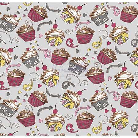 Tricoline Cupcake Cor - 06 (Cinza), 100% Algodão, Unid. 50cm x 1,50mt