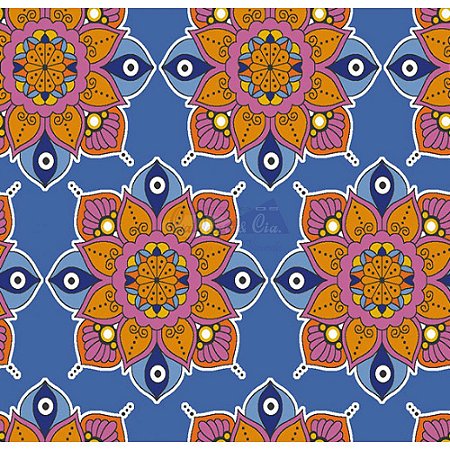 Tecido Mandala Cor 02 (Azul), 100% Algodão, Unid. 50cm x 1,50mt