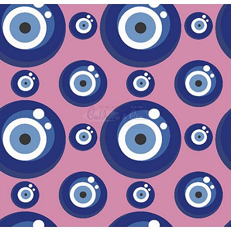 Tecido Olho Grego Cor 03 (Rosa), 100% Algodão, Unid. 50cm x 1,50mt