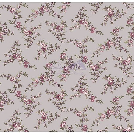 Tecido Floral Di Rose Cor - 04 (Cinza Vintage), 100% Algodão, Unid. 50cm x 1,50mt