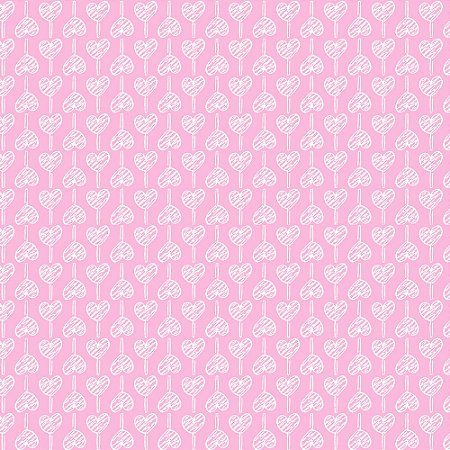 Tricoline Estampado Pirulito de Corações Rosa Bebê, 100% Algodão, Unid. 50cm x 1,50mt