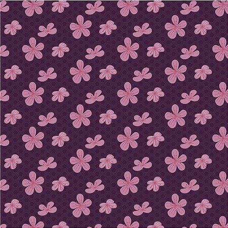 Tricoline Estampado Flores em Marrom, 100% Algodão, Unid. 50cm x 1,50mt